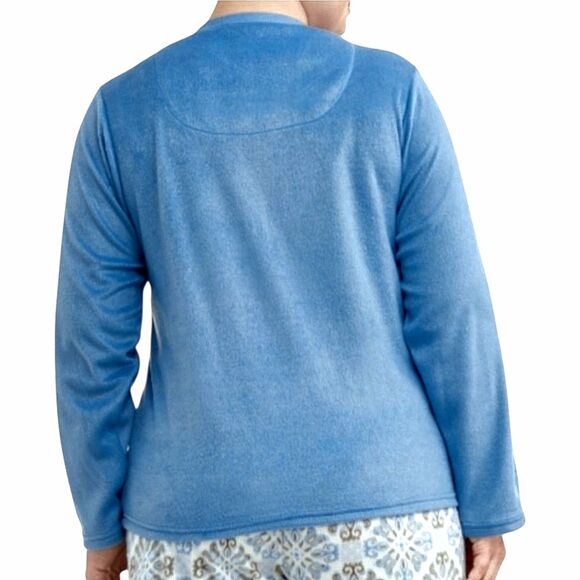 NWOT Mayfair Cobalt Blue Micro-Fleece Henley Pajama Top Sz L - Soft Warm & Cozy! - Picture 3 of 10